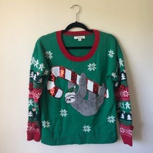 Festive Francesca’s holiday sloth sweater